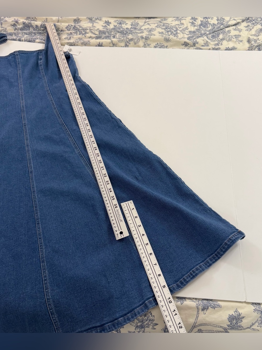 Old Navy Dress Womens Medium Seamed Square Neck Midi Fit & Flare Denim New - Picture 6 of 9